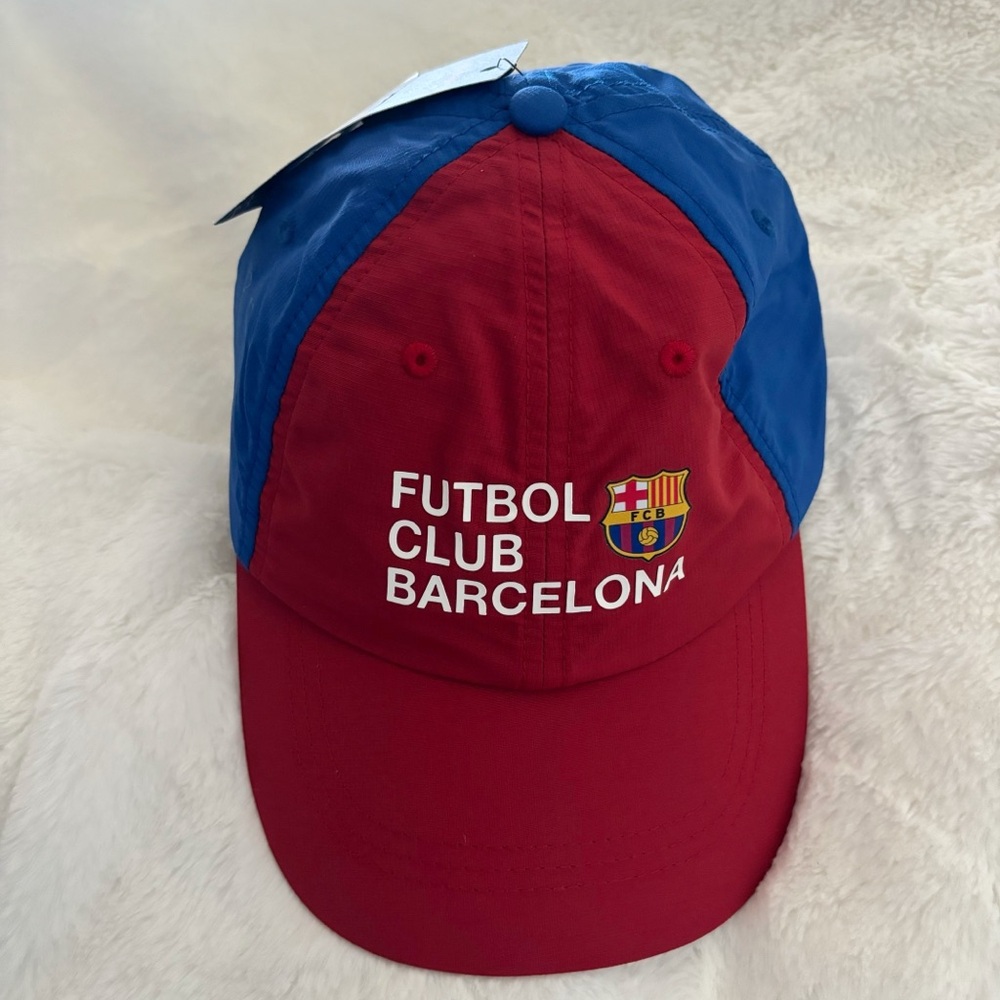 Barca FCB Barcelona Team Logo Cap Red Blue OSFM Nylon Futbol Soccer NEW Sports